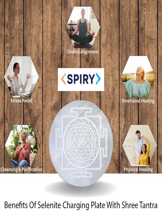 Spiry Selenite Crystal Charging Plate, 3 Inch Engraved Sri Yantra Selenite Plate for Crystal Cleansing Re-Energy Work, Meditation and Pooja (Shree Yantra) - Image 4